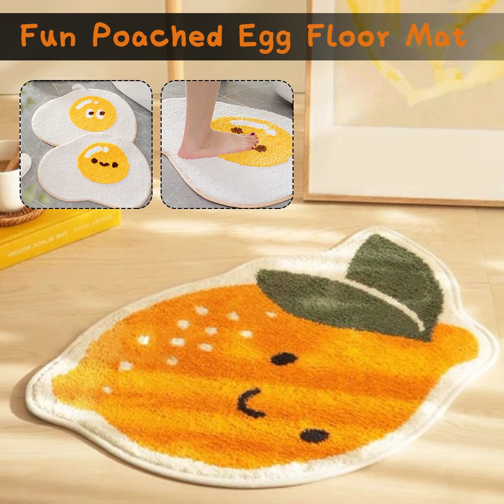 

New Bath Mat Cute Fried Egg Shape Bathroom Rug Non-Slip Soft Entrance Carpet Washable Floors Rug for Bathroom Kitchen Hot Sale