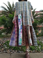 original summer loose comfortable personality casual plaid floral patchwork long dress for women