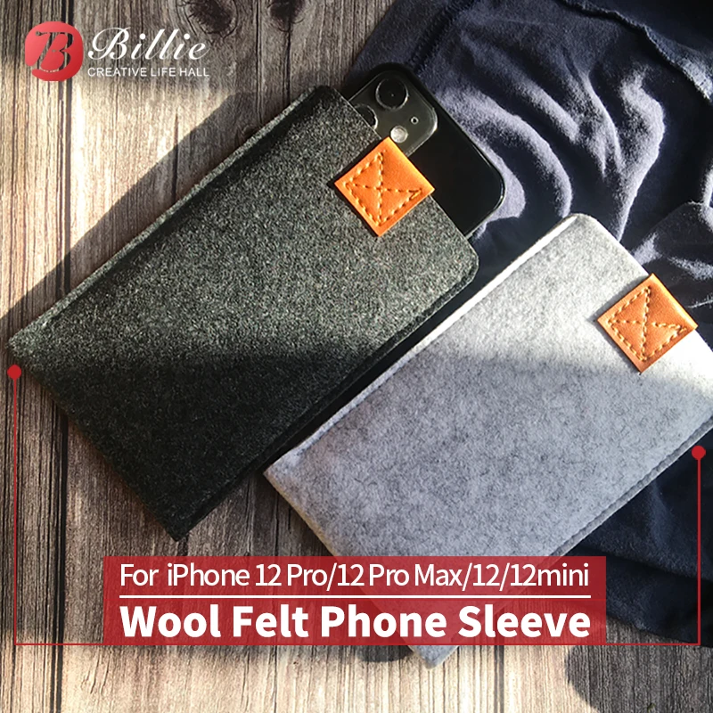 

For iPhone 12Pro Case,For Apple iphone 12 Pro Max 6.7 Ultra-thin Handmade Wool Felt phone Sleeve Cover For iphone 12 Accessories