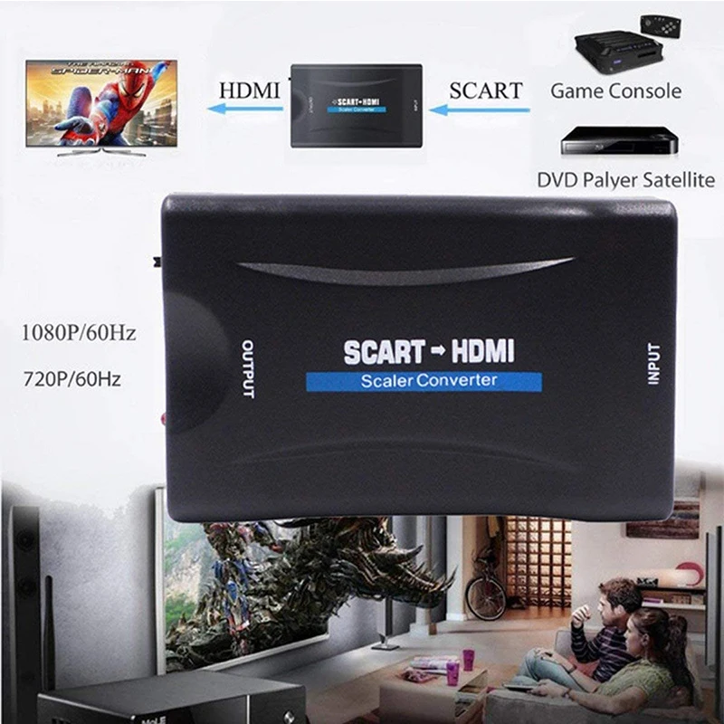 scart to hdmi hdmi to scart compatible 1080p video audio converter av signal adapter receiver for hdtv sky box stb tv dvd ps3 free global shipping