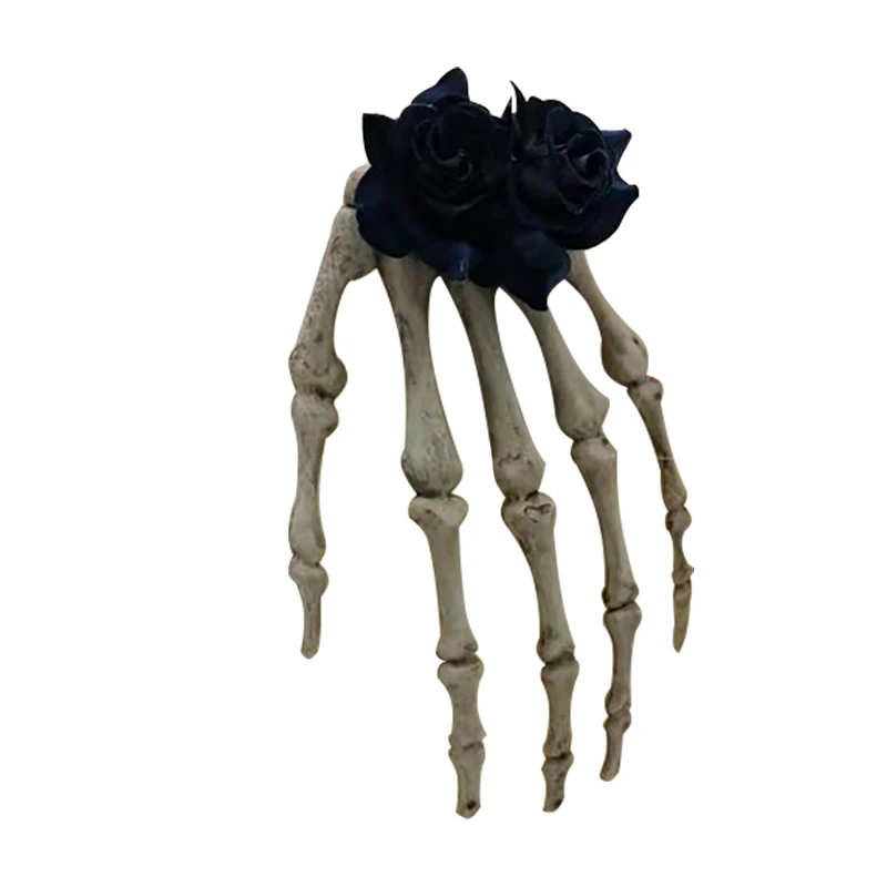 Большая заколка для волос с костяными розами и черепами украшение головного