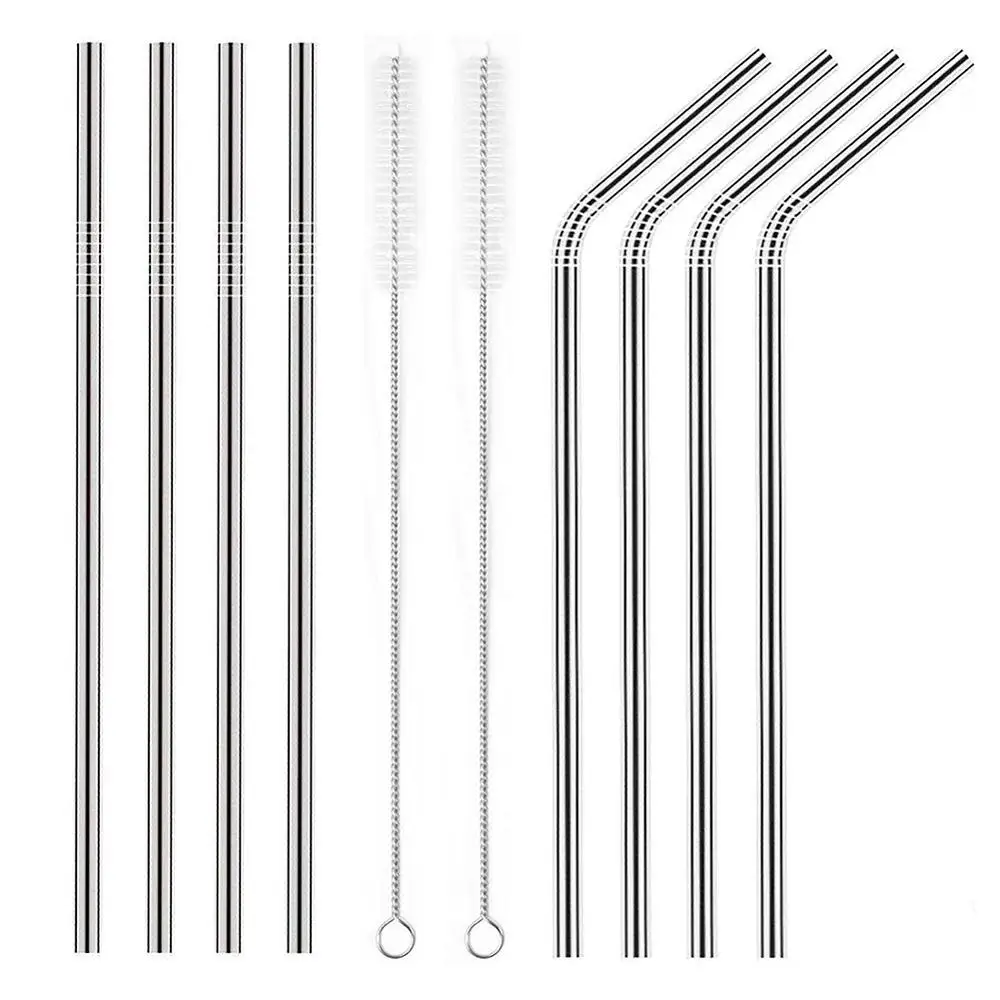 8 straw with 2 brush Питьевой соломинки многократного использования из нержавеющей стали питьевой соломинки с чистящей щеткой трубки соломинки Свадебная вечеринка питьевой аксессуары - Цвет: 8 straw with 2 brush