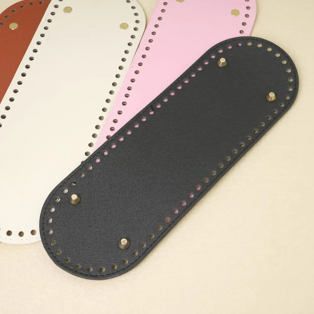 Oval Long Bottom Leather For DIY Knitted Handbag Shoulder Bag Handmade Bottom With 38 Holes Crochet Bag Parts Accessorie 30*10cm