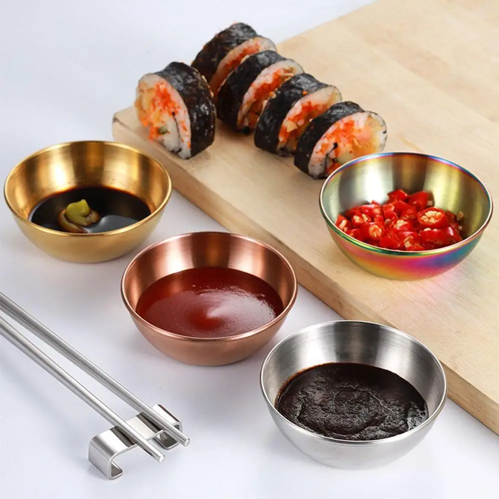 

1pcs Sauce Dish Appetizer Serving Tray Steel Sauce Plates Supplies Kitchen Plate Spice Plates Dishes Dish Spice H1O5