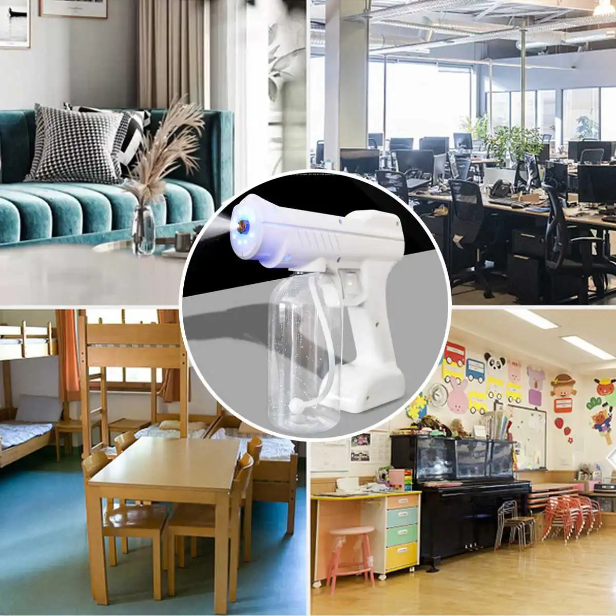 

Handheld Atomization Disinfection Fog Machine Stage Smoke Machine Blue Light Nano Steam Gun Hair Spray Machine 220V 110V