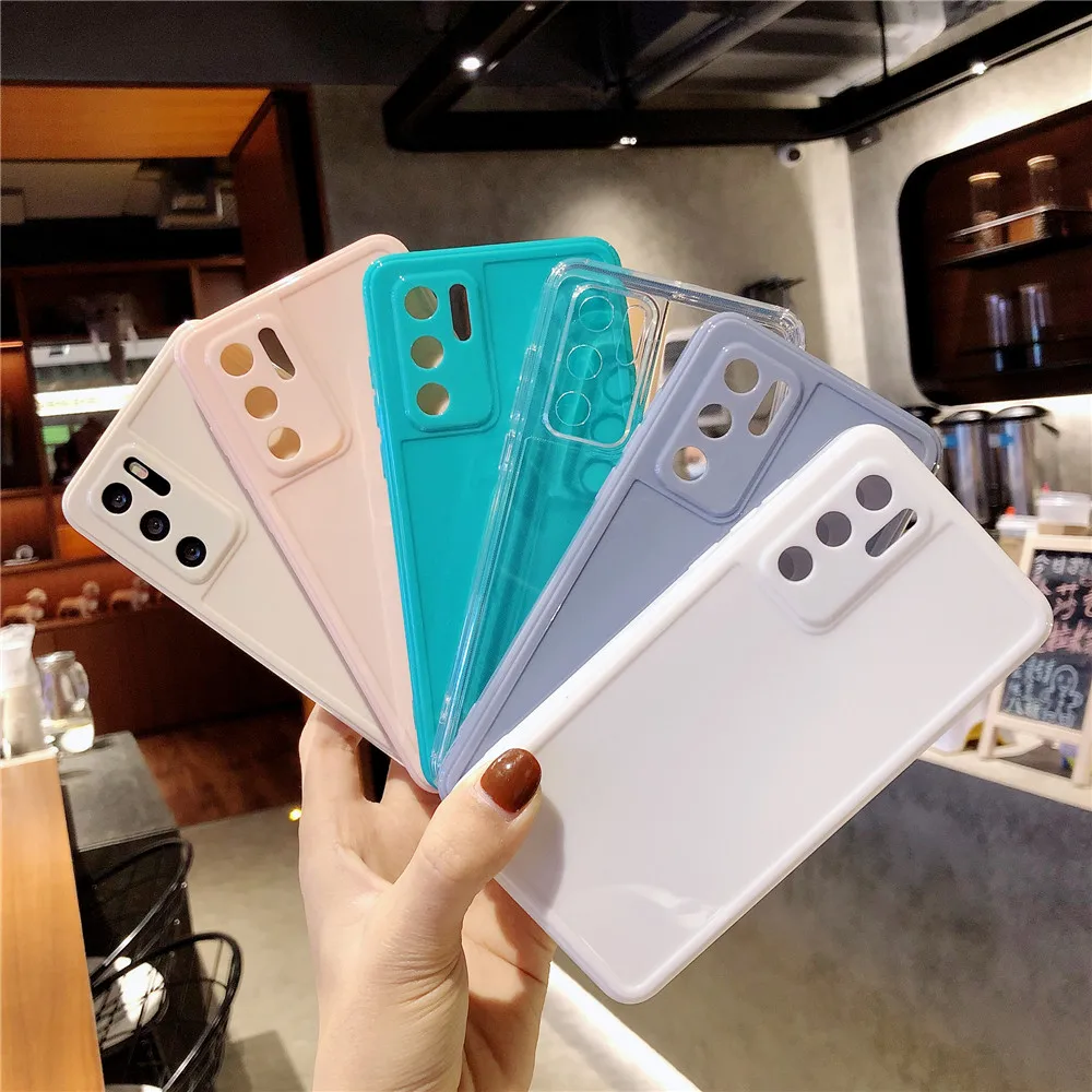 

Square Candy Color Phone Case For Huawei P40 P30 Pro Mate 40 30 Pro Nova 7 SE Soft Camera Protection Simple Back Cover
