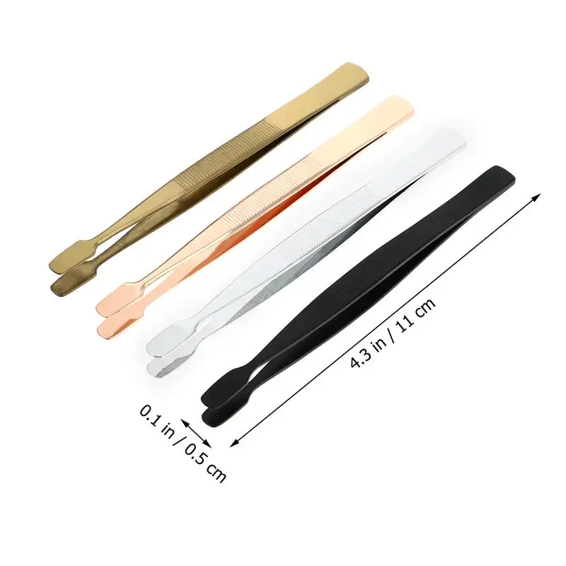 

4Pcs Stainless Steel Stamp Tweezer Practical Cash Tweezer Anti-static Stamp Clip