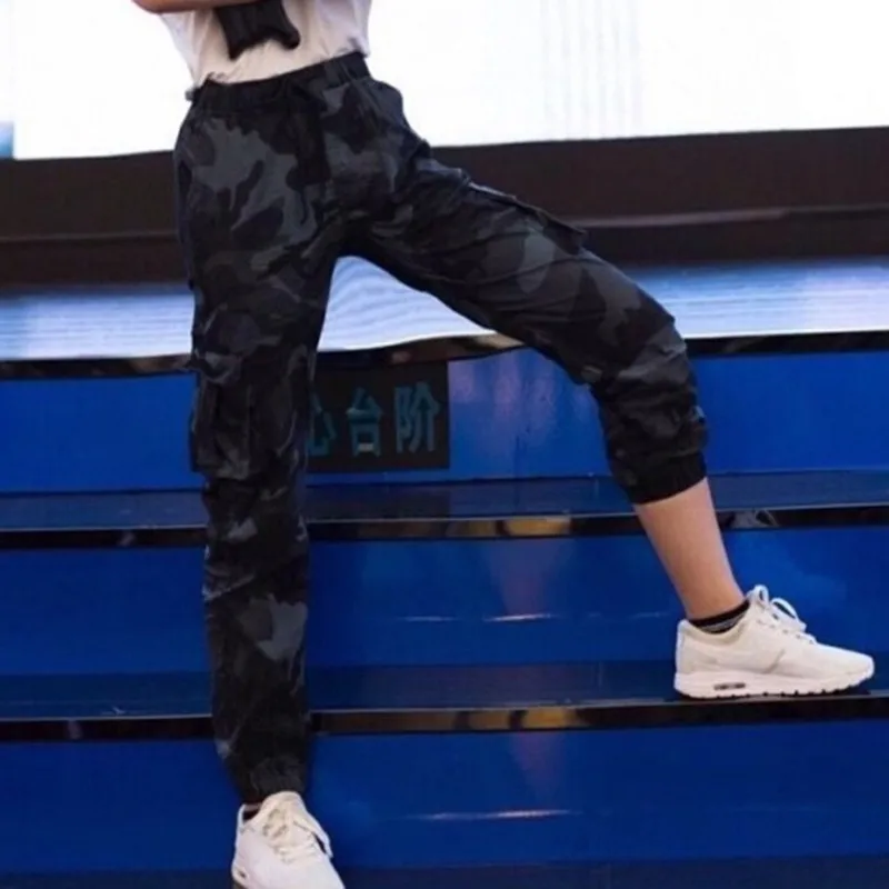 

Pants Outdoor Cargo Joggers Trousers Streetwear Camouflage Loose Casual Women Female High Waist Street Print Cotton Drawstring