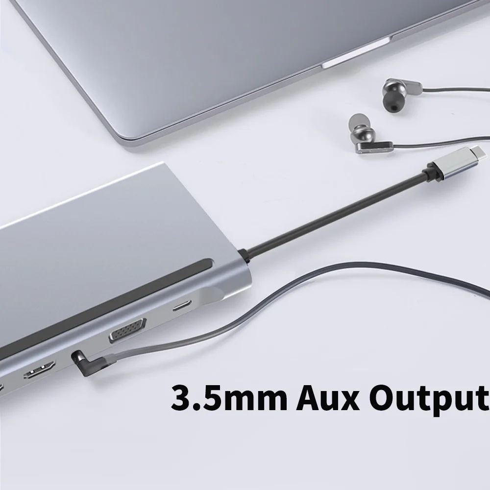 tebe 11 в 1 адаптер концентратора MST USB-C Тип c - 4K HDMI VGA Multi USB LAN Ethernet SD / TF кард-ридеры с 3