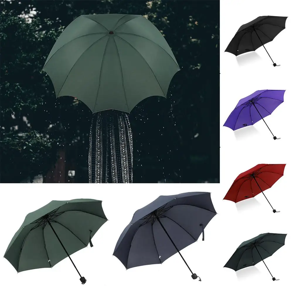 Repelente al agua Manual paraguas plegable impermeable protección UV resistente al óxido de 1 a 2 viajes de negocios espesar paraguas