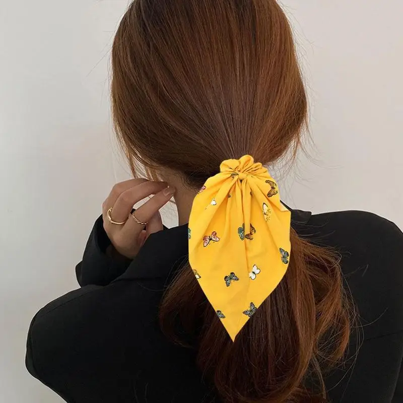 

Chiffon Butterfly Pattern Large Intestine Ring Streamer Hair Horsetail Ring Intestine Tie Women's Large Cross-border Hair R M8K8