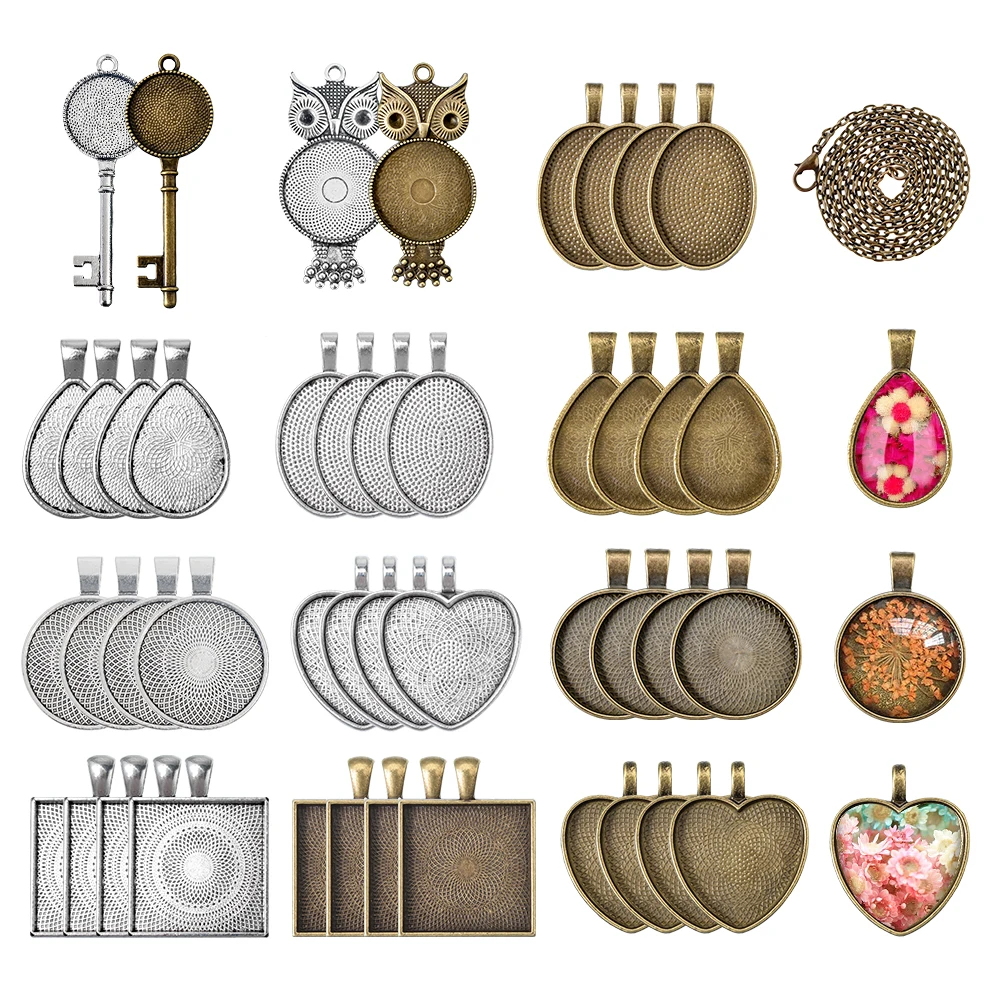 54 шт. Цвета оправы для кулонов круглый из камней по гороскопу безель с кабошоны