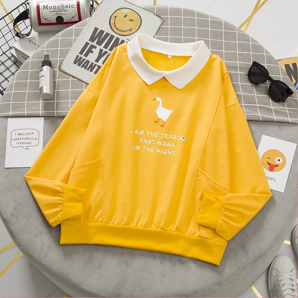 Осенняя тонкая Толстовка большого размера с воротником в стиле Харадзюку |