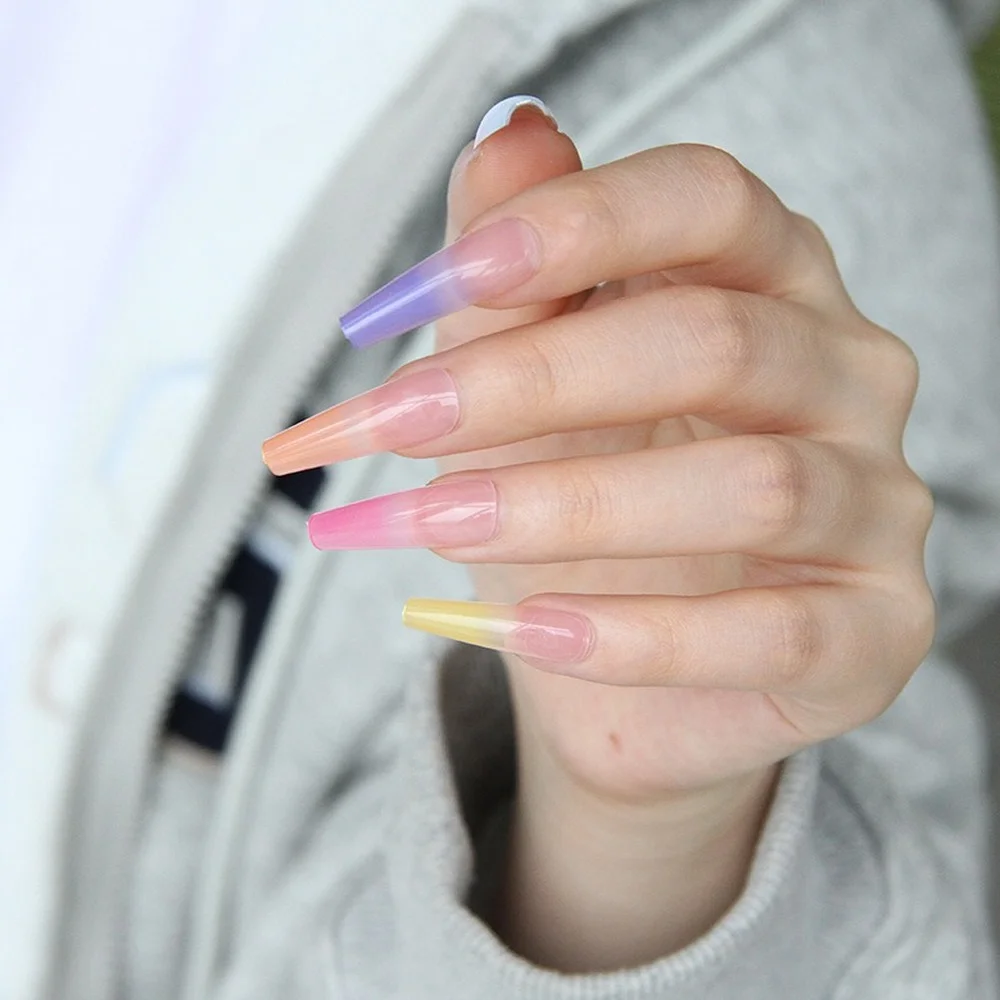 

24 Pieces of Professional Fake Nails Long Ballet Ladies Half French Acrylic Nail Press Nail Full Cover Nail Beauty Tool