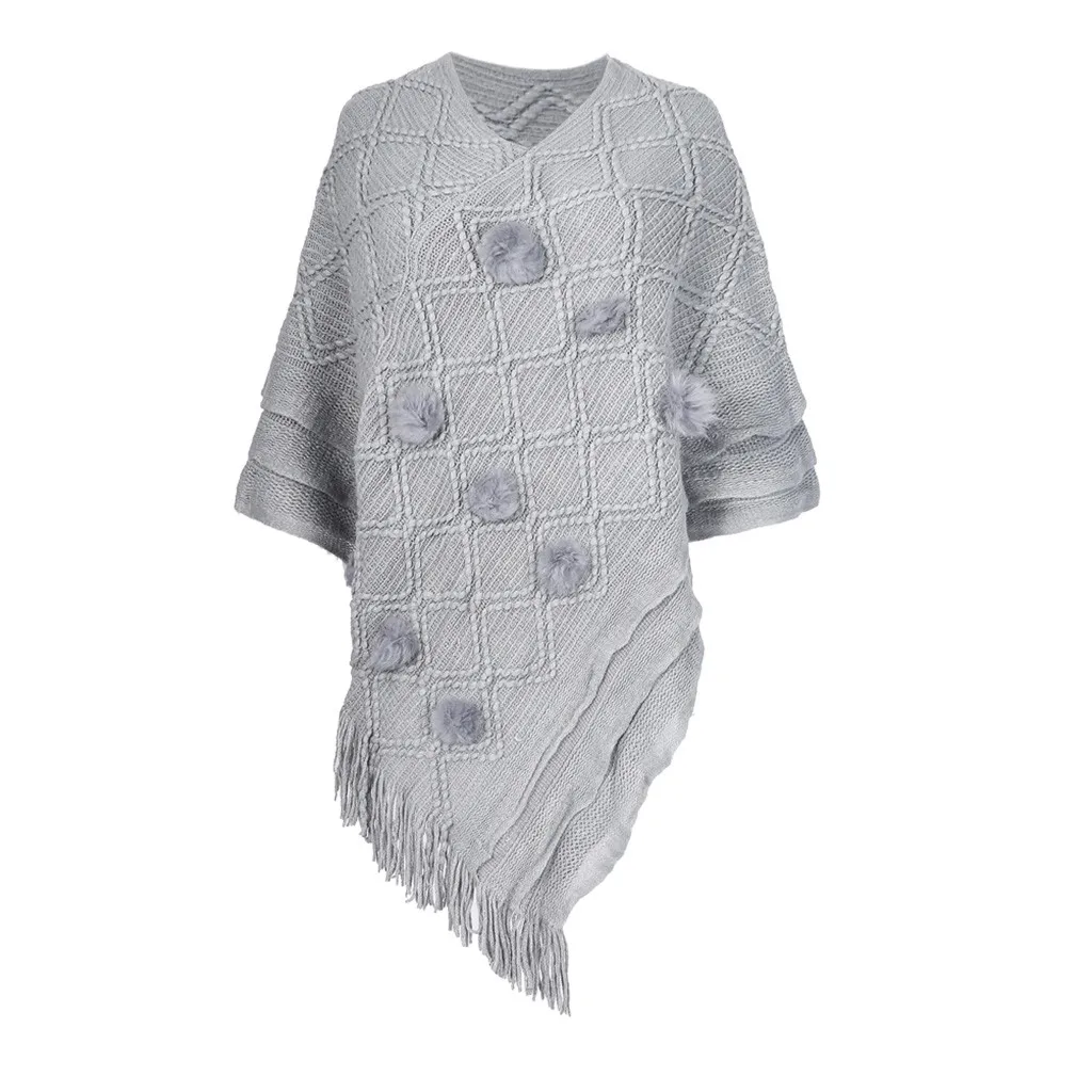 Пуловеры Feitong пальто женские зимние трикотажные рубашки Кашемировое пончо