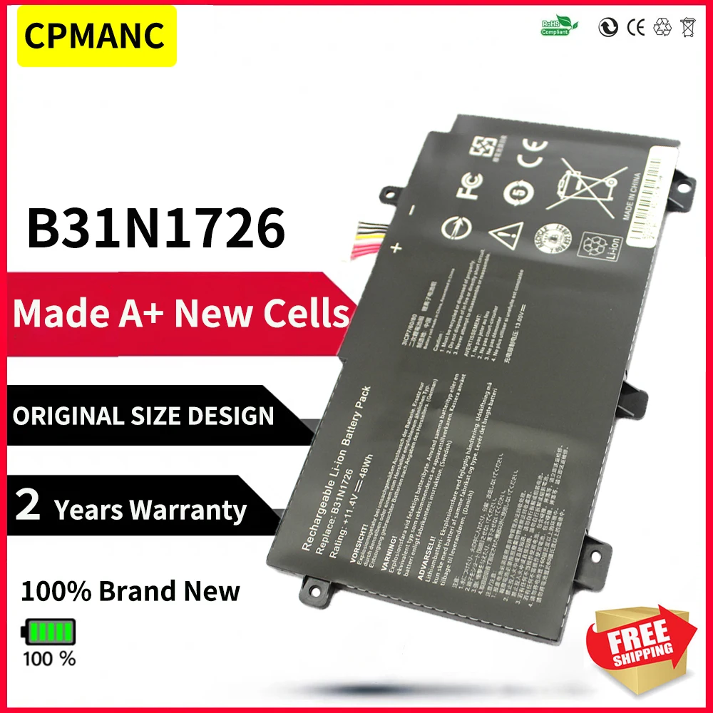 Аккумулятор CPMANC для ноутбука B31N1726, 11,4 в, 48 Вт/ч, для ASUS FX504, FX86, FX80GM, FX505GE, FX505DT, FX80GE, PX505GE, PX505GD, FX505GM, FX80G
