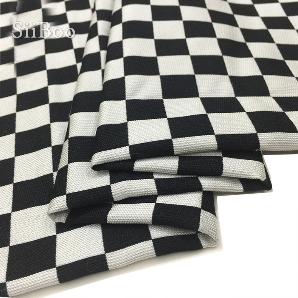 Жаккардовая ткань в американском стиле белая черная клетчатая жаккардовая для