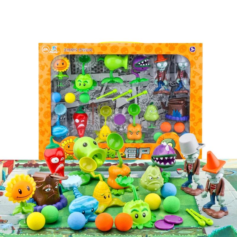 12pcs/lot Plants vs Zombies Figure Toys Sunflower Cob Cannon Conehead Zombie Squash Ejection Game Toy Gift for Kids No Box