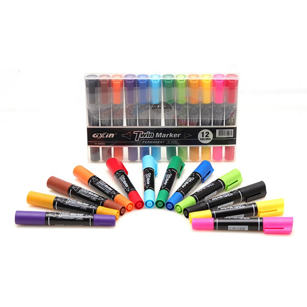 

Фломастеры с круглым наконечником, многоцветные водонепроницаемые перманентные маркеры с двойной головкой, с зажимом, металлические аксес...