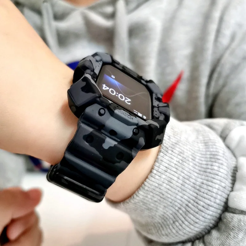Ремешок силиконовый для Apple Watch Band Series 7 SE 6 2 3 4 5 45 мм 41 чехол Iwatch 38 40 42 44 | Наручные