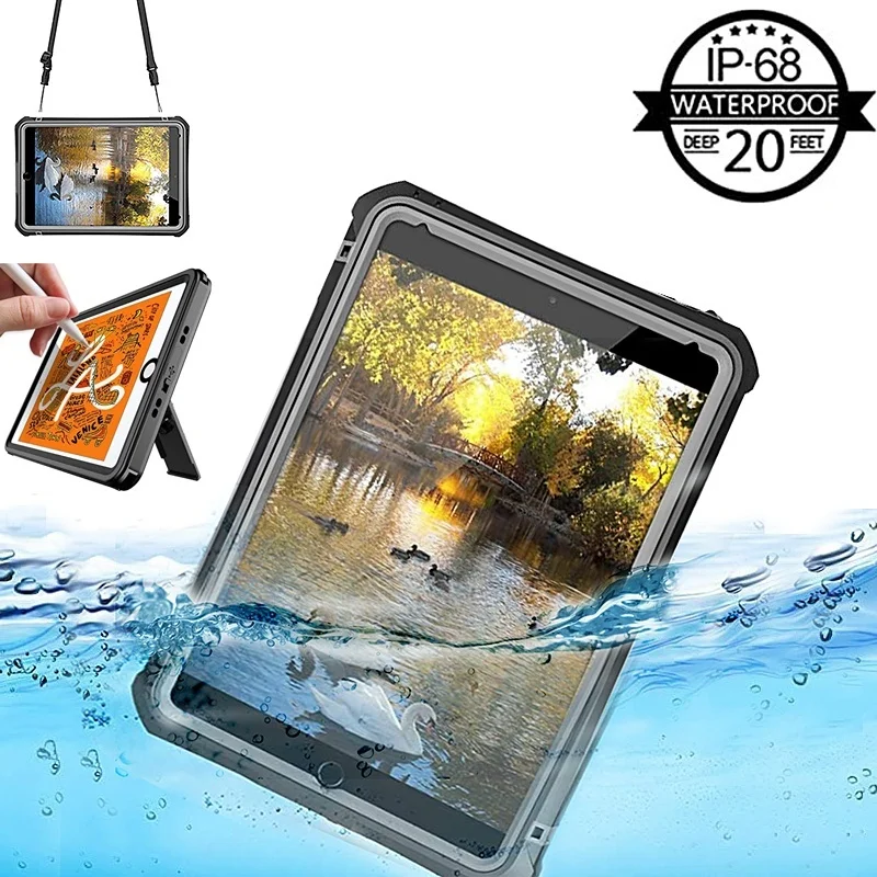 

For ipad 10.2 2021 Waterproof Case Shockproof Dustproof Tablet Cover with Adjustable Tablet Stand Case For ipad 10.2 2020