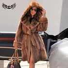 Высокое качество 90 см длинная натуральная норковая Меховая куртка с капюшоном Толстая теплая 2022 зимняя оптовая продажа настоящая норковая шуба с поясом для женщин