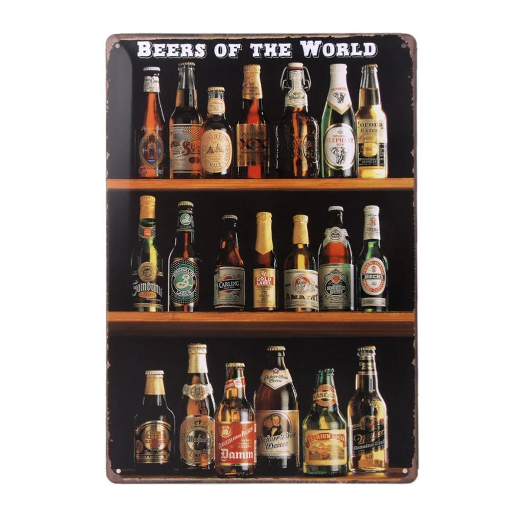 

Beers of the World Retro Vintage Bar Signs Tin Sign Vintage Wall Decor