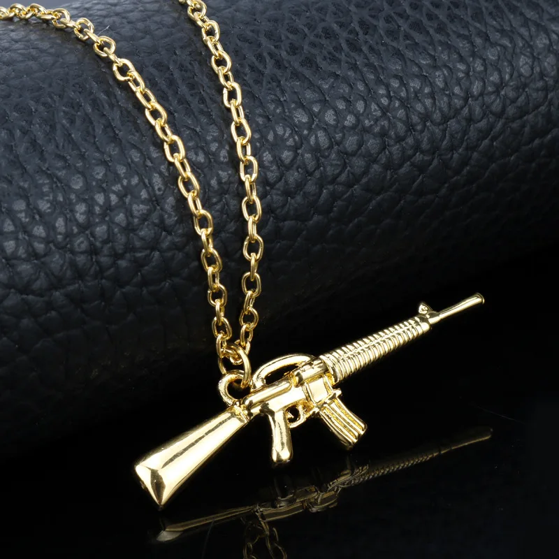 Мужское ожерелье с пистолетом из сплава серебряным покрытием | Украшения и