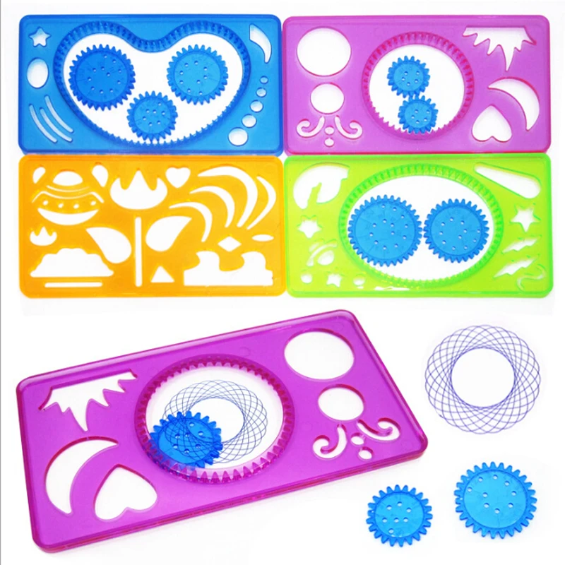 

4Pcs/Pack Spirograph Geometric Ruler Learning Drawing Tool Stationery For Student Drawing Set Creative Gifts