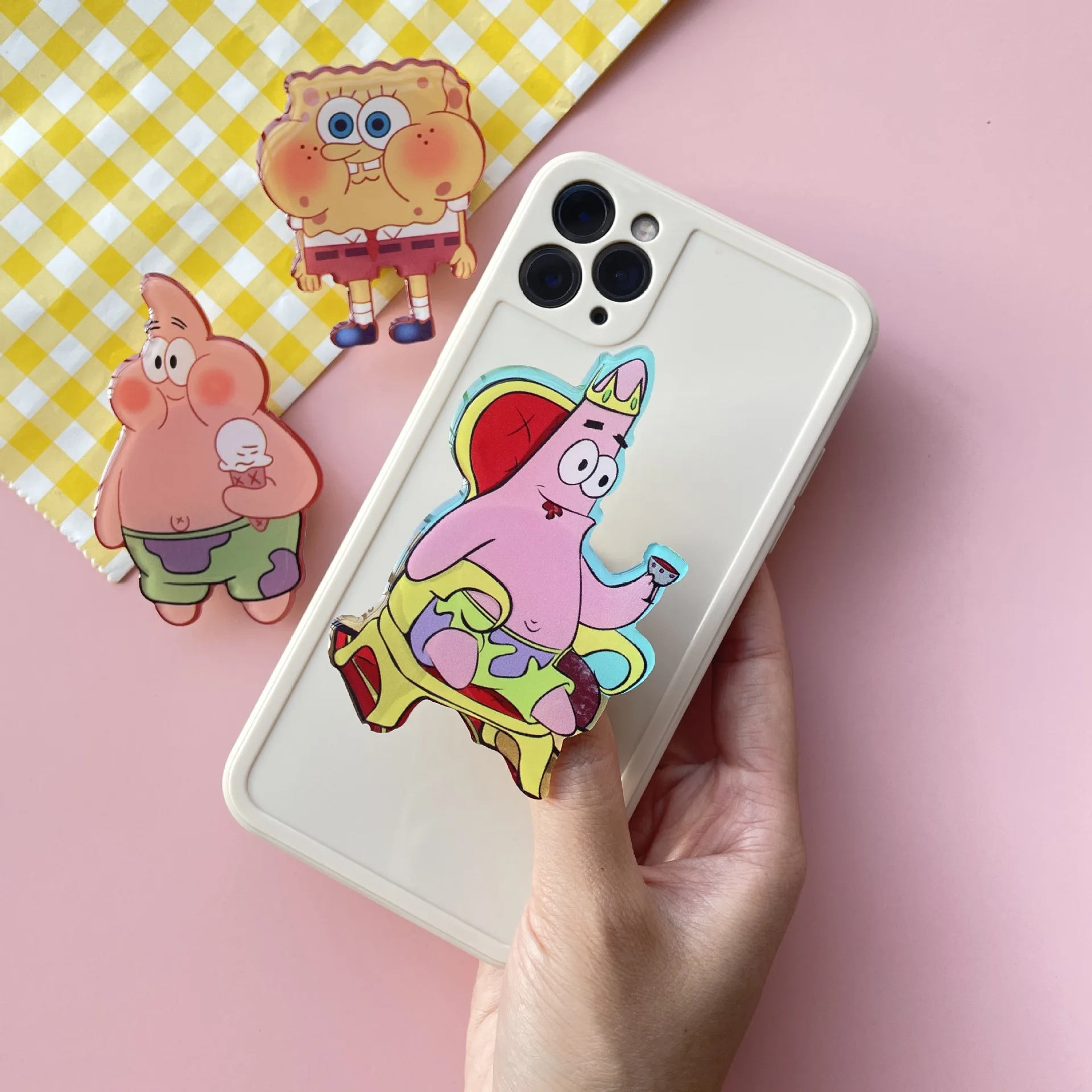 Держатель кольцо для телефона Губка Боб Квадратные Штаны iPhone Samsung Huawei Xiaomi Патрик