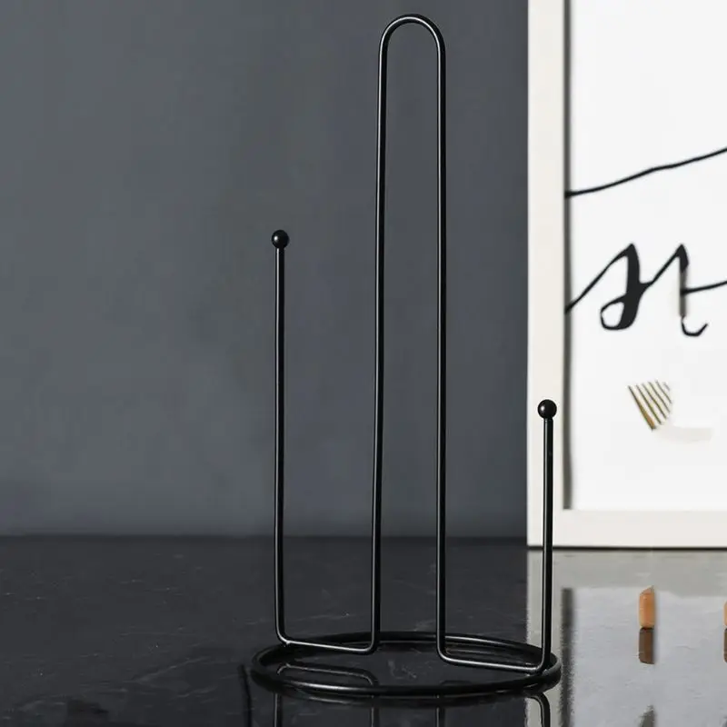 

Kitchen Vertical Wrought Iron Paper Holder Dining Table Roll Paper Rack Shelf