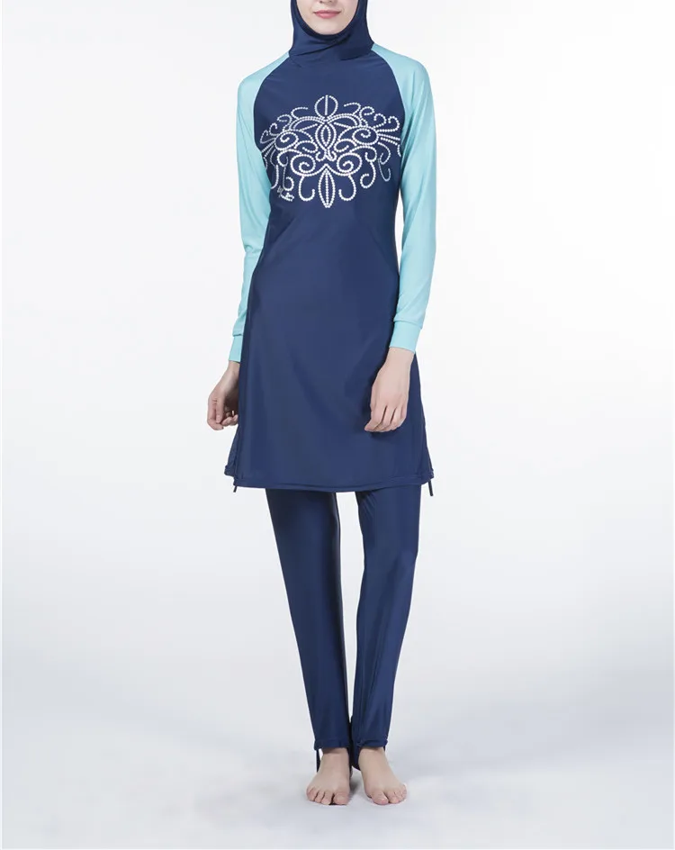 

Новинка лета 2021, Мусульманский купальник, женский купальник с принтом bukini, консервативный солнцезащитный купальник Ближнего Востока, Пляжн...