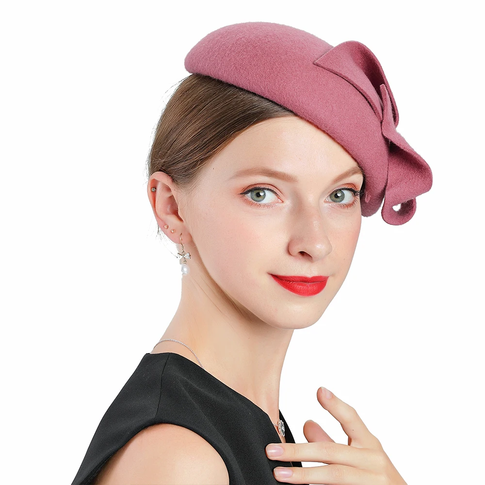 Розовый чародей осенне зимние женские шерстяные шапки в стиле ретро с цветком