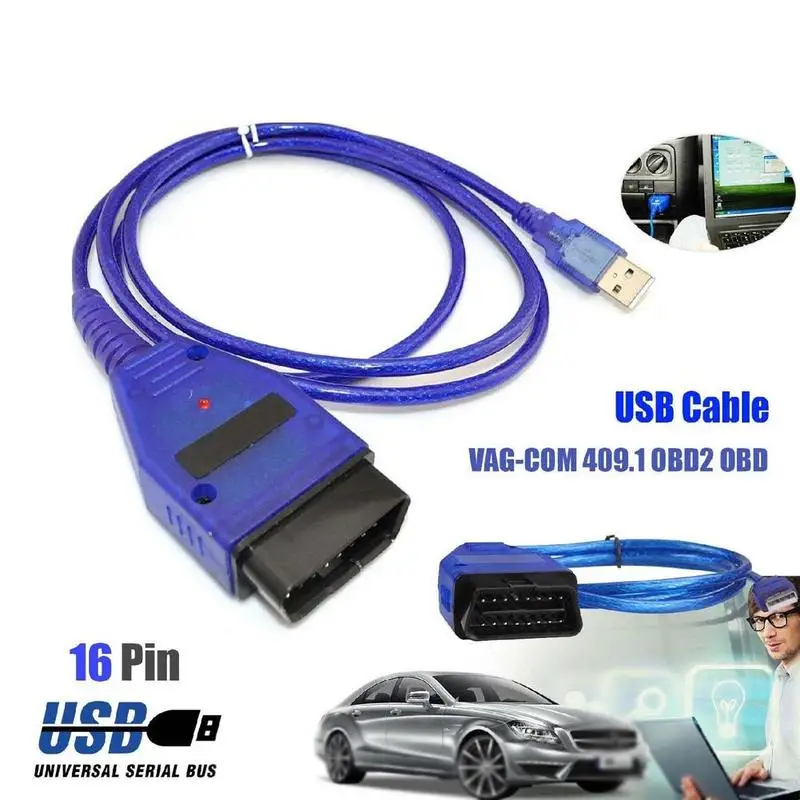 Автомобильный интерфейсный кабель OBD2 USB Φ KKL 409 1 автомобильный диагностический