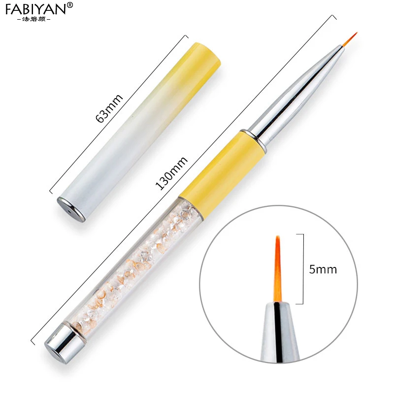 Ручка для дизайна ногтей кисти со стразами акриловая подводка Плоская Круглая