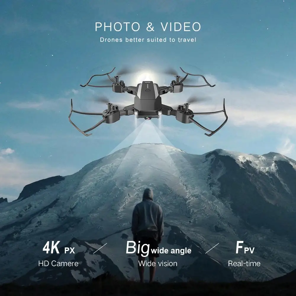 F84 Квадрокоптер беспроводной RC Дрон с 4K/5MP/0.3MP HD камерой WiFi FPV Вертолет складной