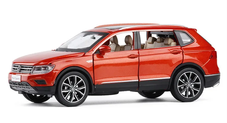 Высокое качество 1:32 Новая модель сплава Tiguan L, моделирование литья под давлением звука и света оттягивающаяся назад модель украшения