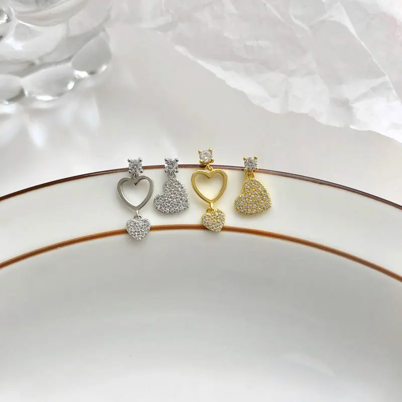 

YC4995E S925 Silver Fashion Classic Heart Zircon Earrings GIRL'S Gift Party Banquet WOMEN'S Jewelry Earrings 2021