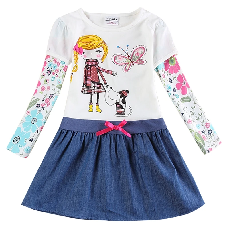 Girls baby long-sleeved dress new spring and autumn brand Kids embroidered cartoon for girls wearing H5926 | Детская одежда и