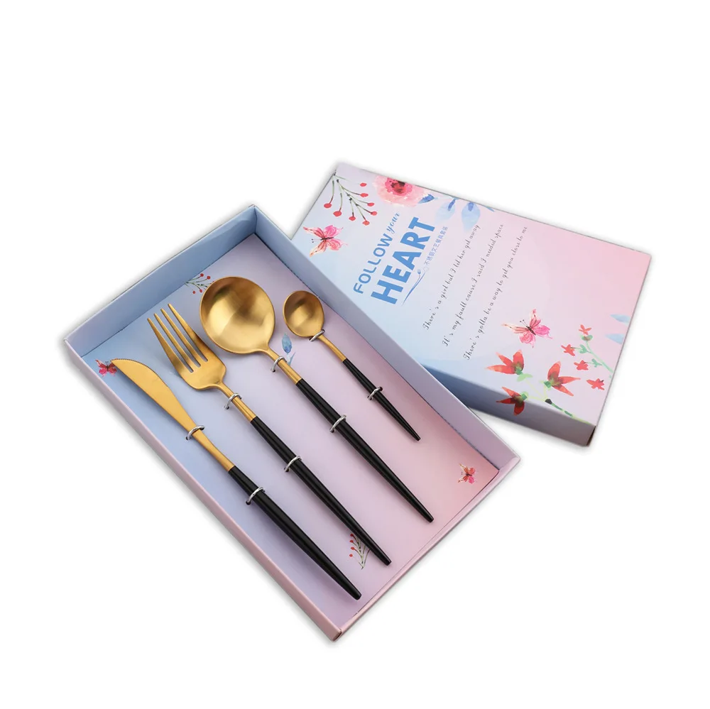 

Gold Cutlery Set Stainless Steel Dinnerware Set Knife Fork Spoon Dinner Set Kitchen Tableware Set Chopstick Box
