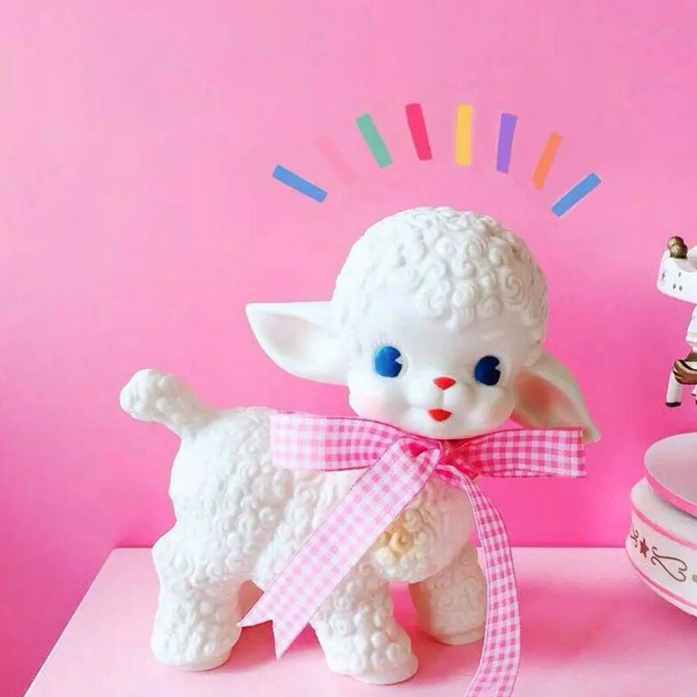 

1pcs Kawaii Lamb Action Figures Adorable Sheep Toys Showa Bow Sheep Girl Sweet Heart Decoration Children's Birthday Gifts Doll