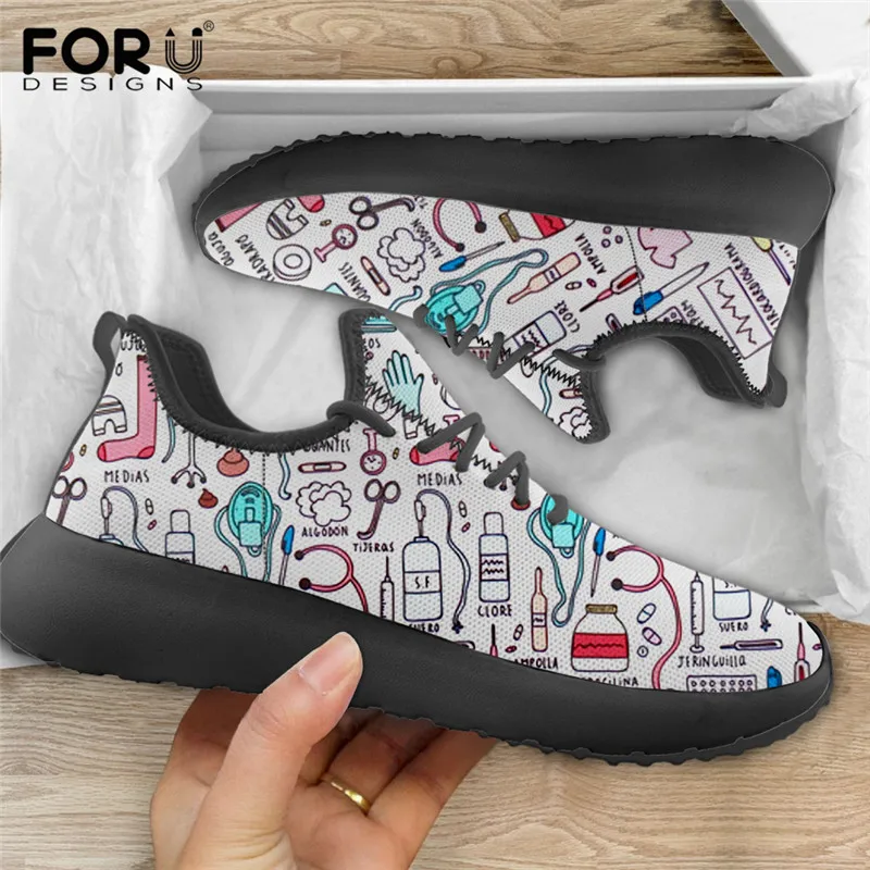 

FORUDESIGNS Spring/Autumn Women Shoes Nurse Nursing Tools Pattern Comfort Light Boys Girls Sneakers Breathable Walking Footwear