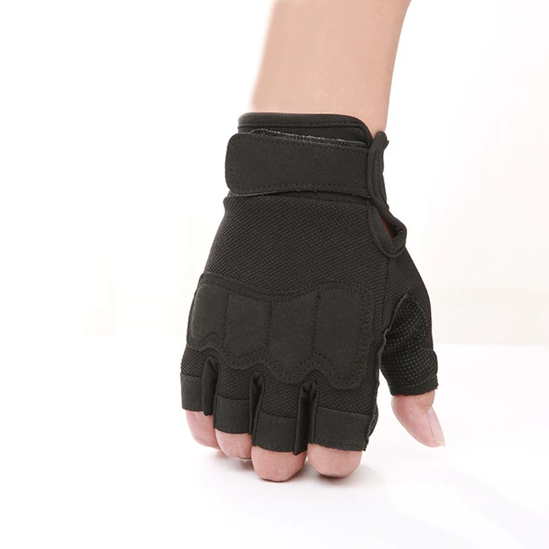 Тактические перчатки с полупальцами черные военные уличные камуфляжные для езды