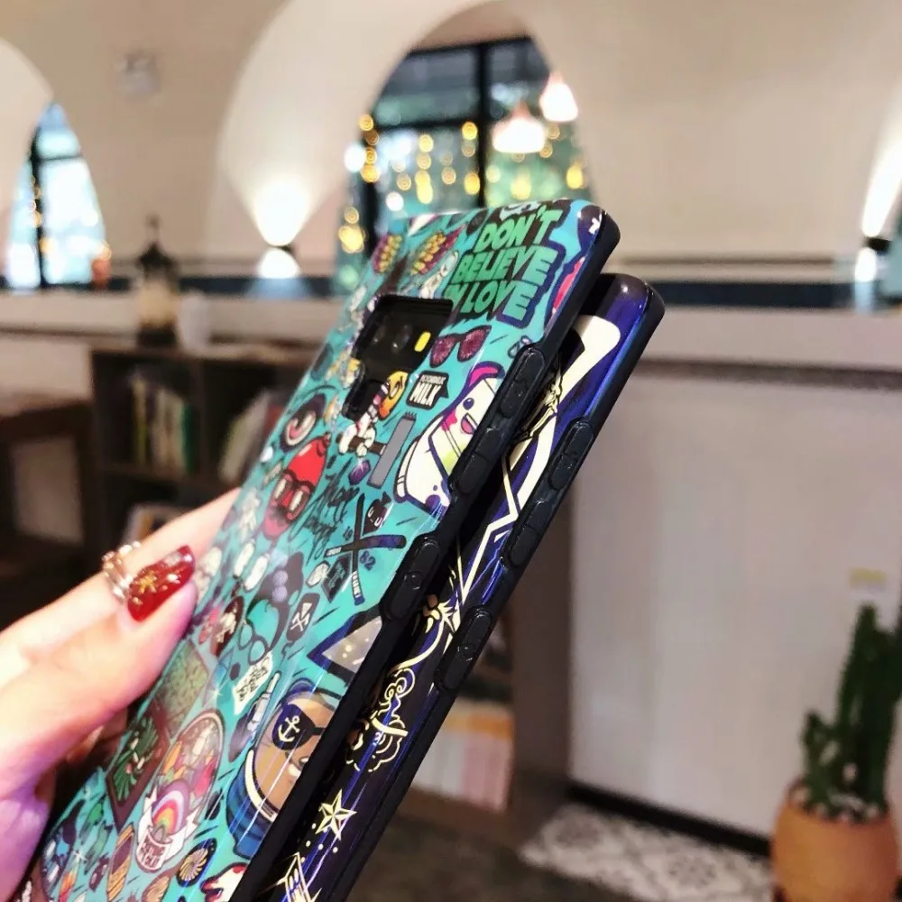 Мультяшный чехол Note 9 для Samsung Galaxy 10 Plus 8 мягкий с синим светом из ТПУ IMD задняя