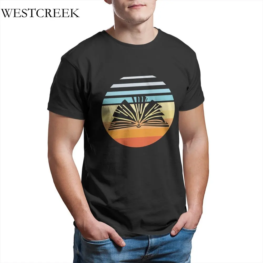 

Оптовая продажа, Ретро футболка WESTCREEK с изображением заката, книги, литературы, чтения, забавная графическая мужская одежда в стиле панк для ...