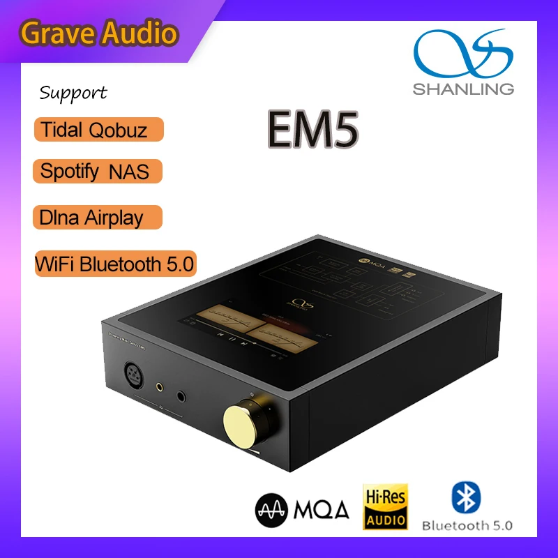 SHANLING EM5 Bultooth 5.0 MQA DAC AK4493 Desktop Streaming Digital Music Player Headphone Amplifier Sfptify Qobuz Tidal Dlna NAS