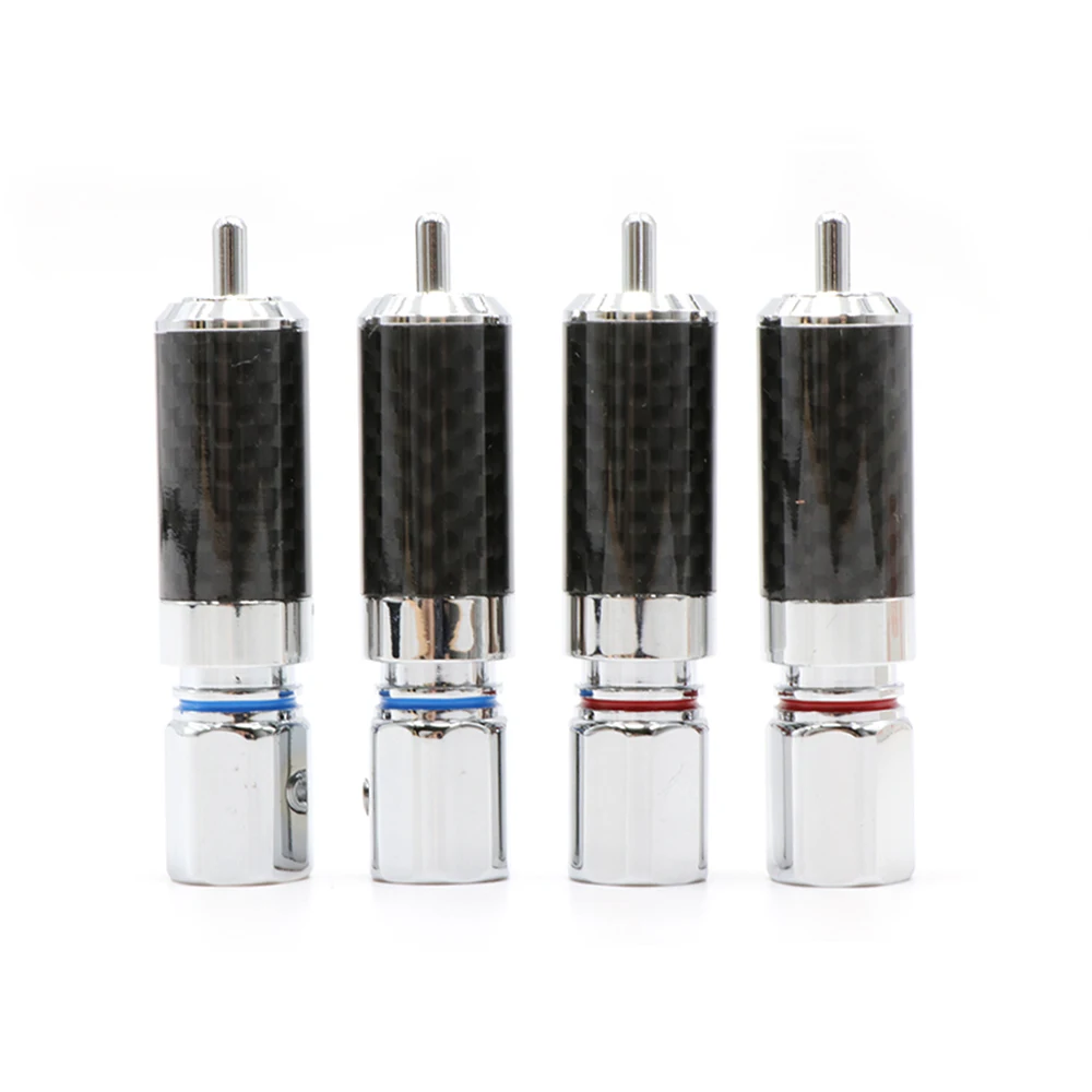 Высококачественный родиевый разъем RCA из углеродного волокна 4 шт. штекер Hi Fi