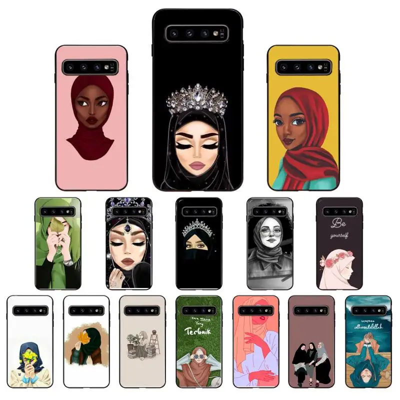 

cartoon hijab aesthetic ilham malah Phone Case For Samsung Galaxy S10E S20 Ultra S10 S21 S7 S8 S9 Plus S21Plus S20FE