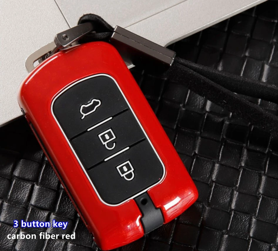 3 button key Автомобильный чехол для ключей из углеродного волокна для Mitsubishi Outlander, Lancer Pajero Sport ASX RVR L200 2/3 смарт-кнопка - Название цвета: 3 button key