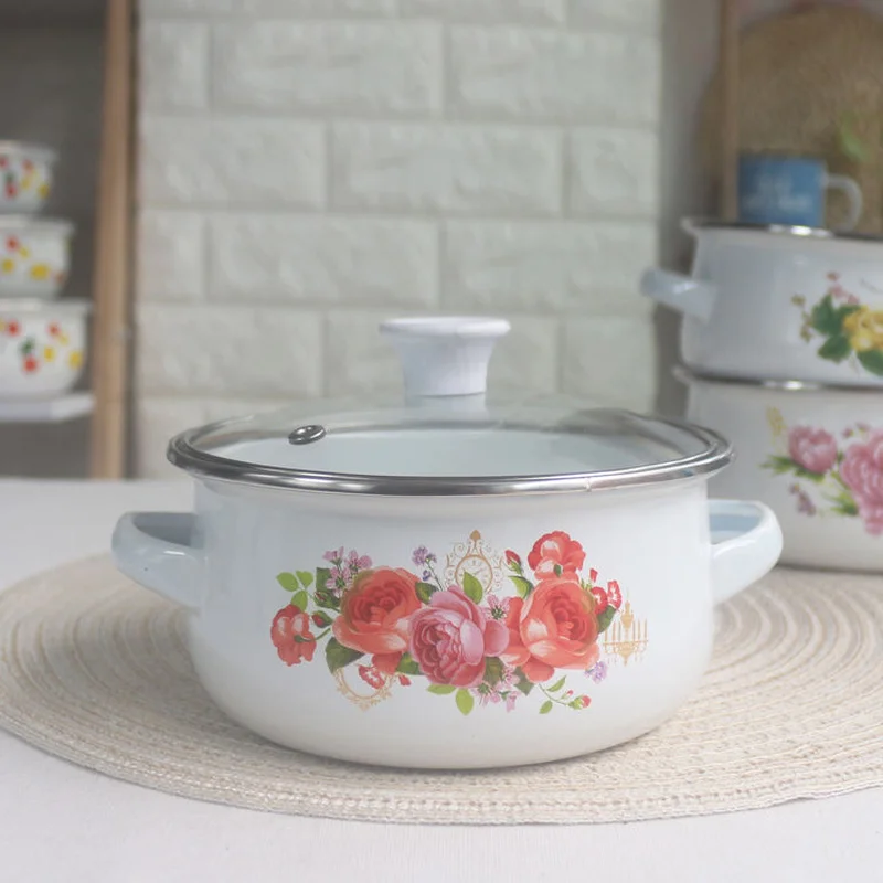 Горшок для супа эмалированный горшок маленький горячий миска свежей еды